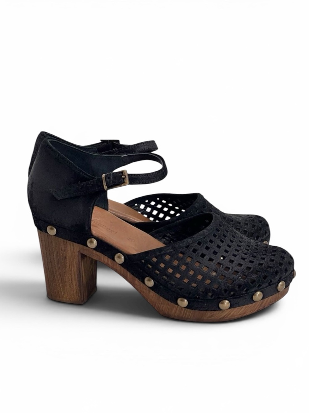 Eric Michael Black Wood Gigi Clog Sandals